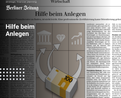 Hilfe beim Anlegen. Unser Interview mit der Berliner Zeitung und der Frankfurter Rundschau