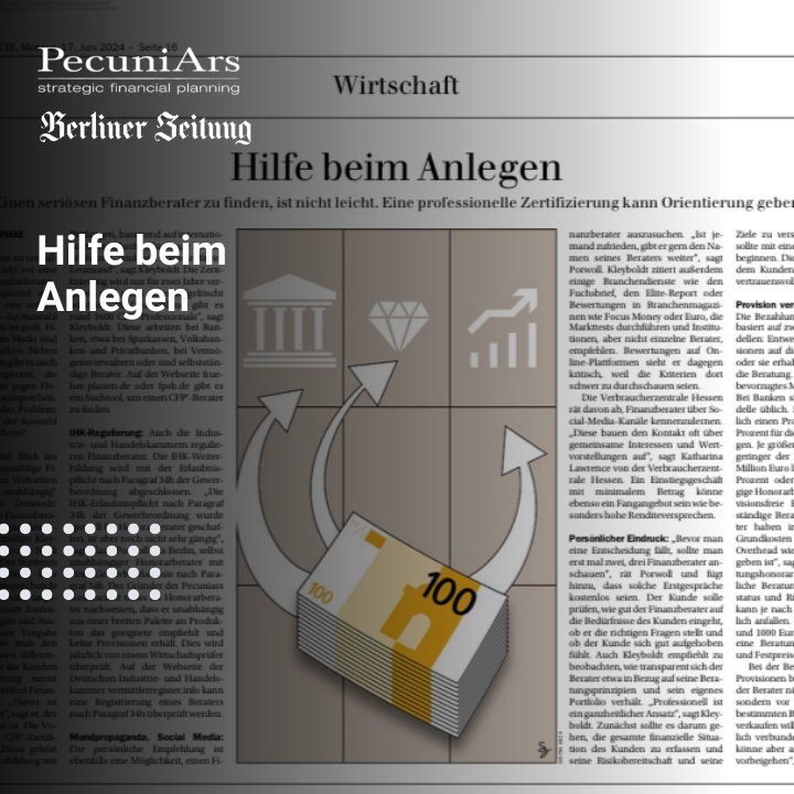 Hilfe beim Anlegen. Unser Interview mit der Berliner Zeitung und der Frankfurter Rundschau
